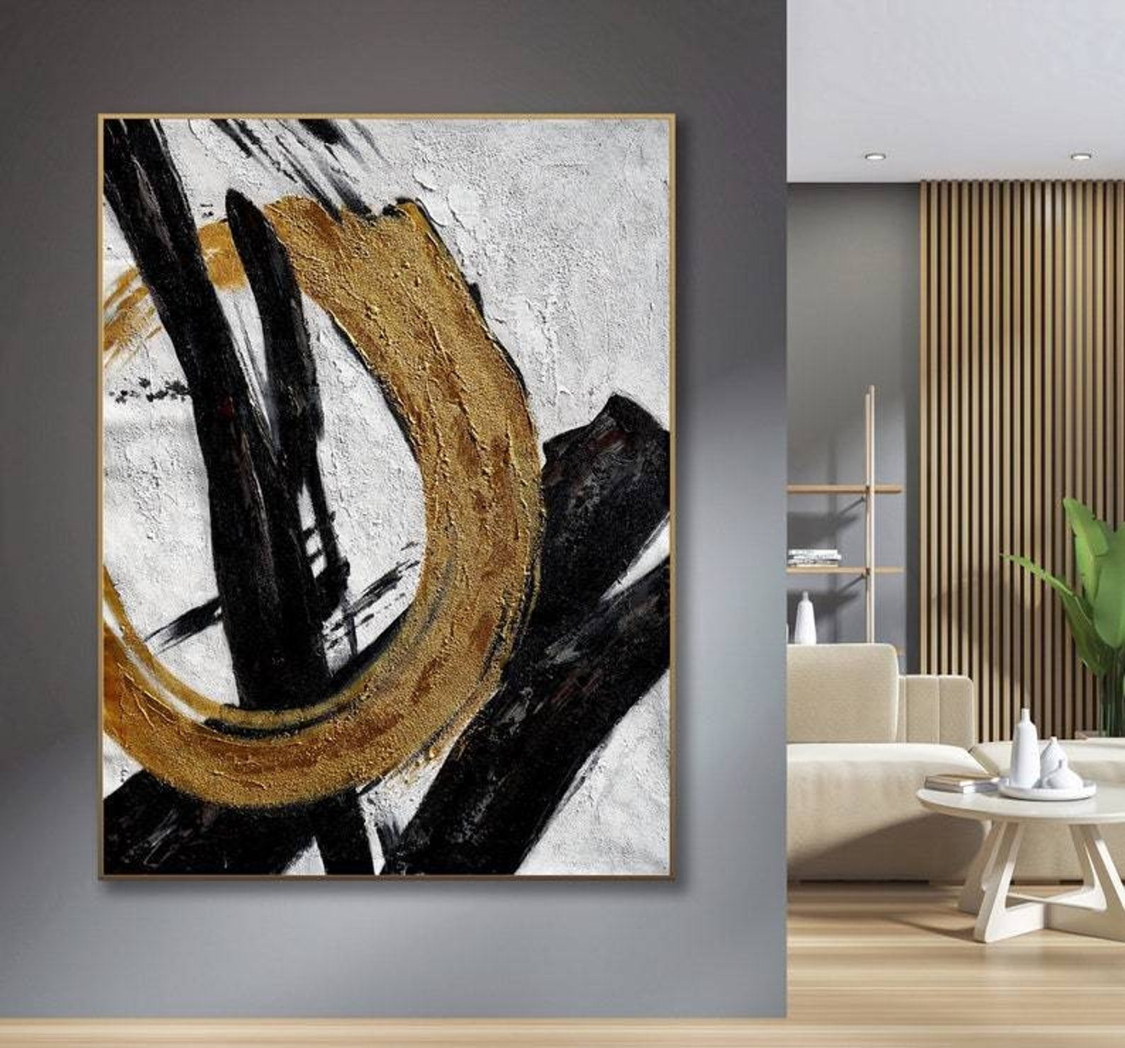 Radiant Gold Circle Abstract Art