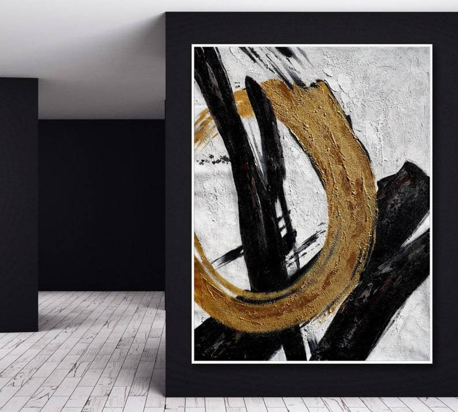 Radiant Gold Circle Abstract Art