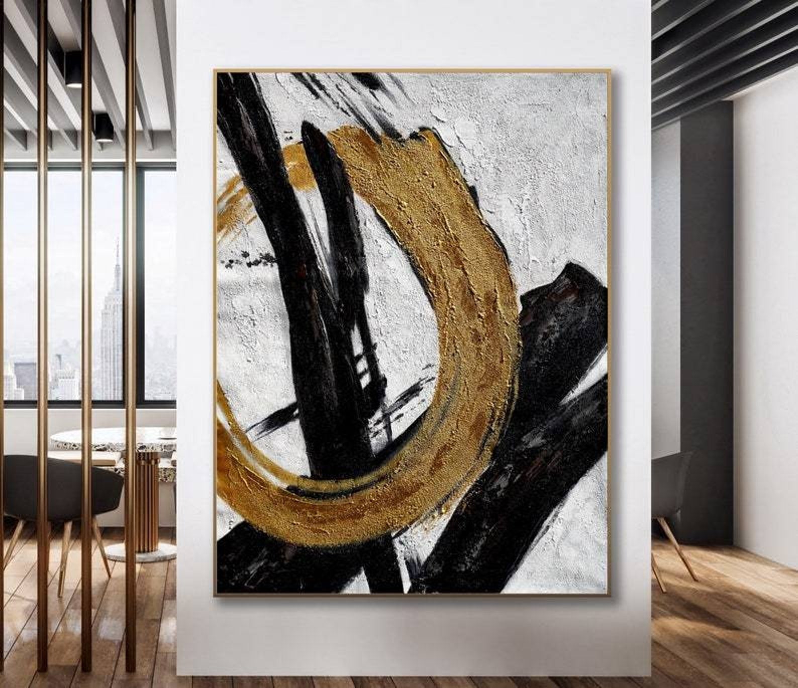 Radiant Gold Circle Abstract Art