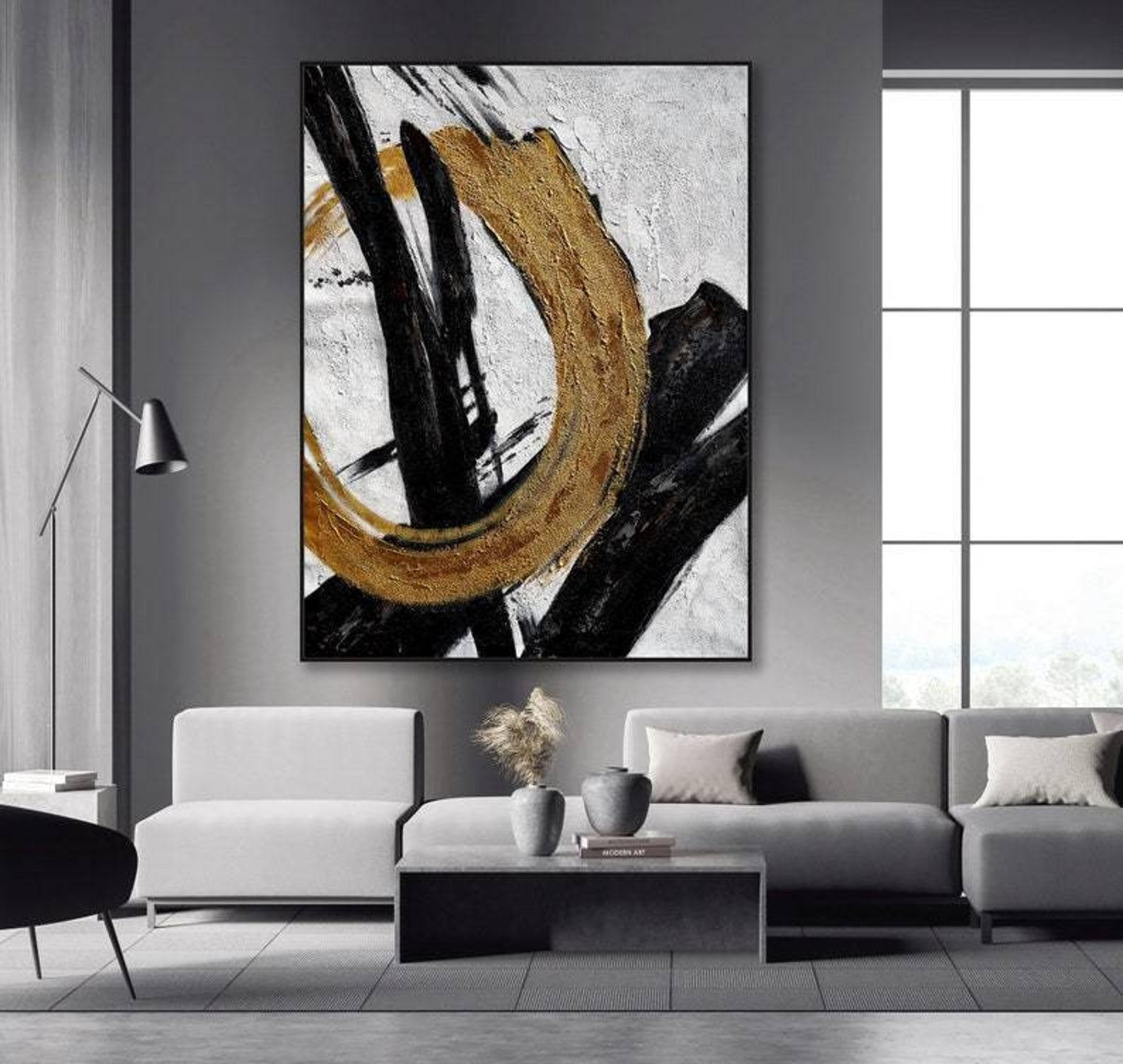 Radiant Gold Circle Abstract Art