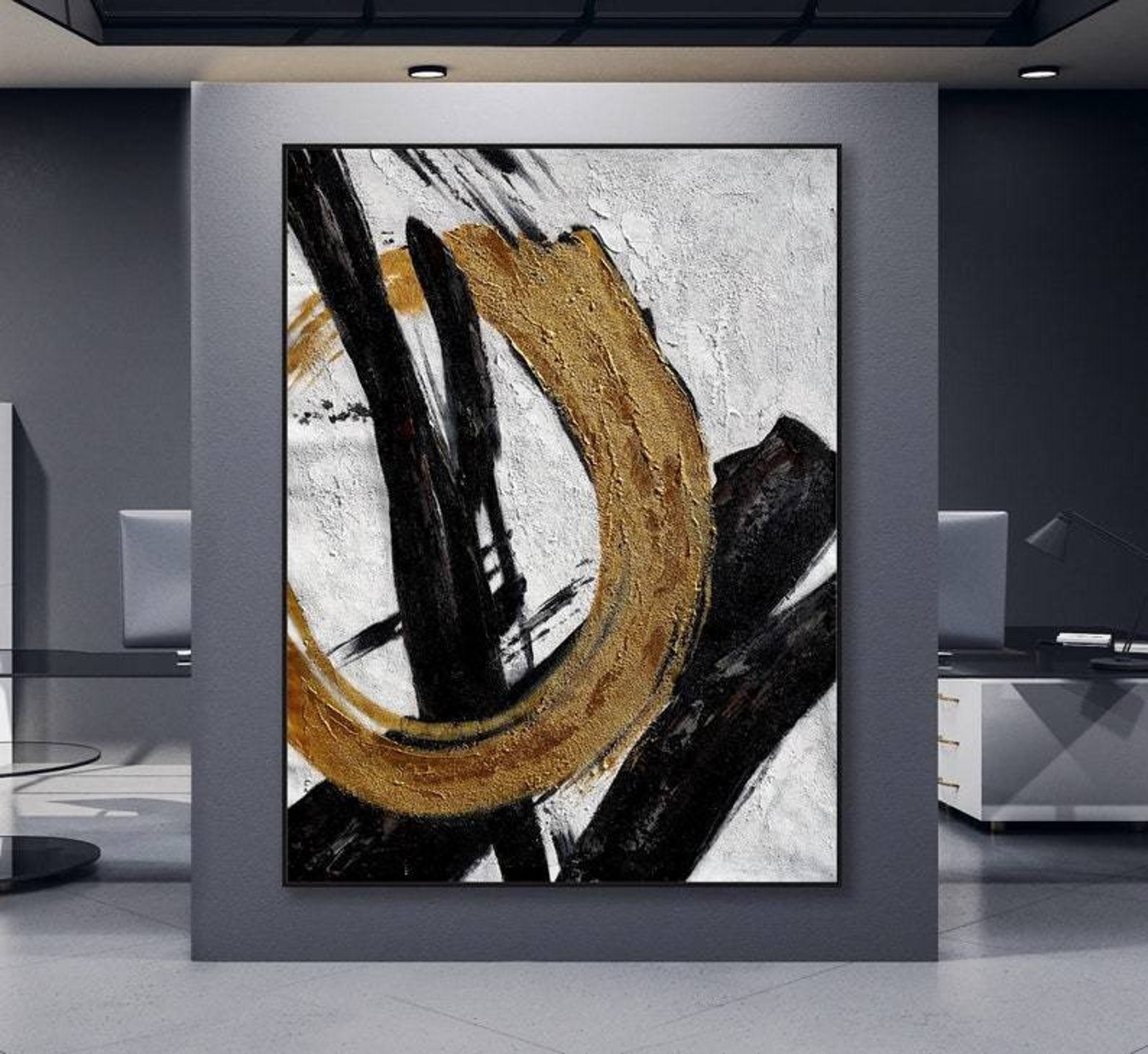 Radiant Gold Circle Abstract Art