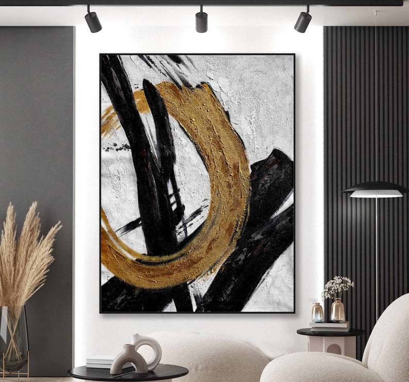Radiant Gold Circle Abstract Art