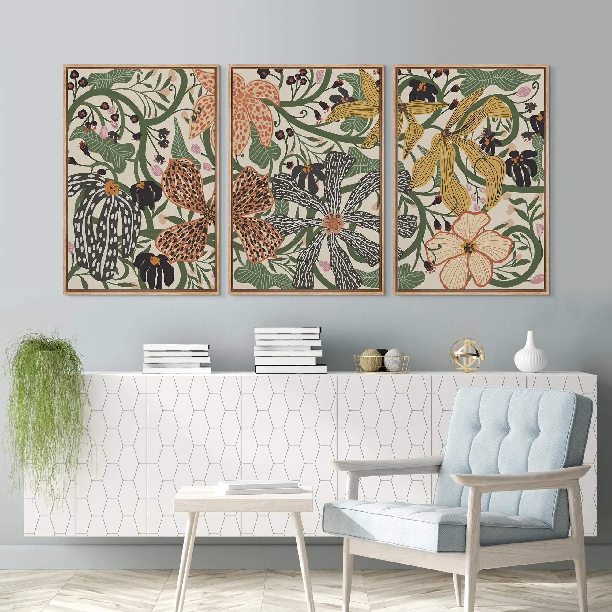 Modern Botanical Flower Wall Art Set