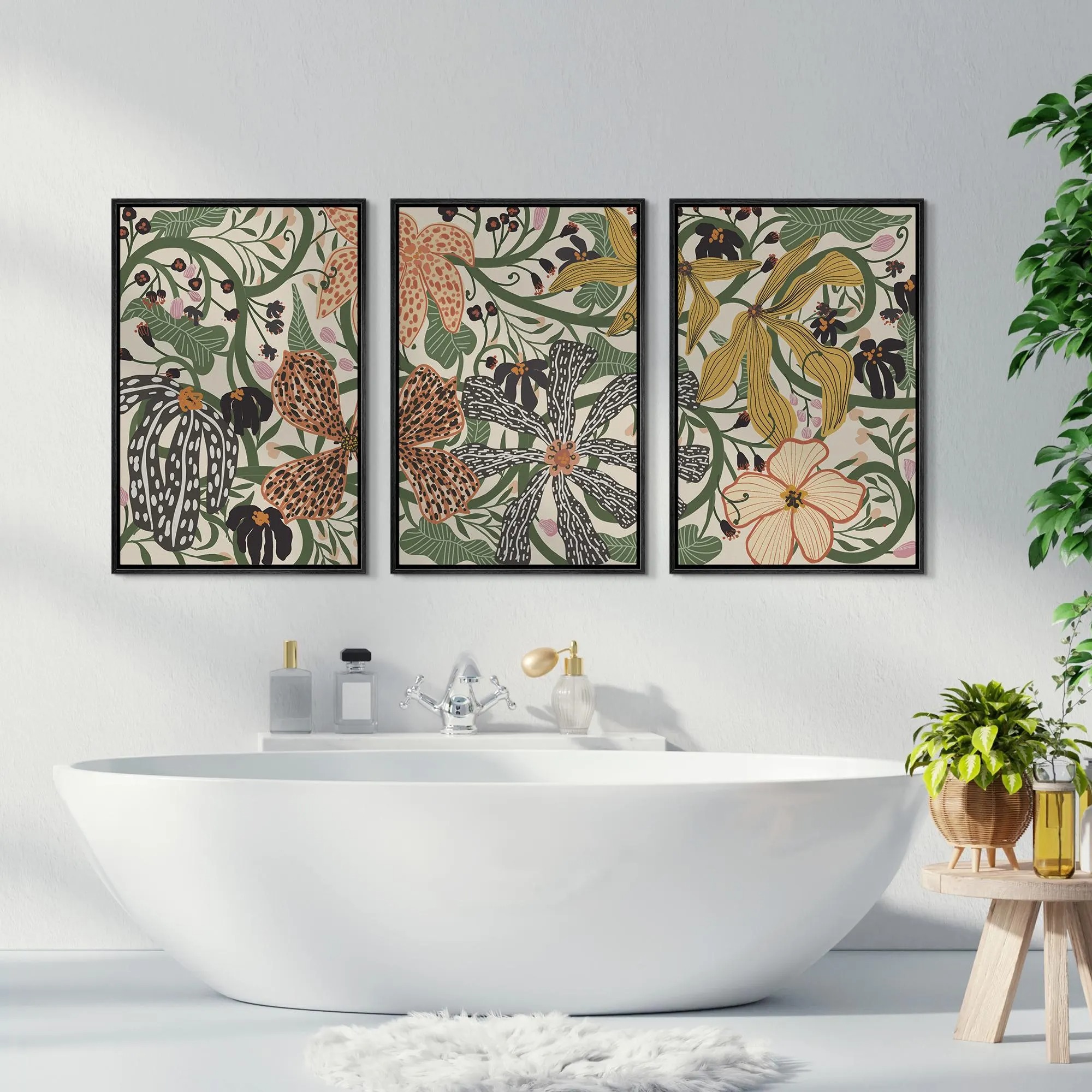 Modern Botanical Flower Wall Art Set