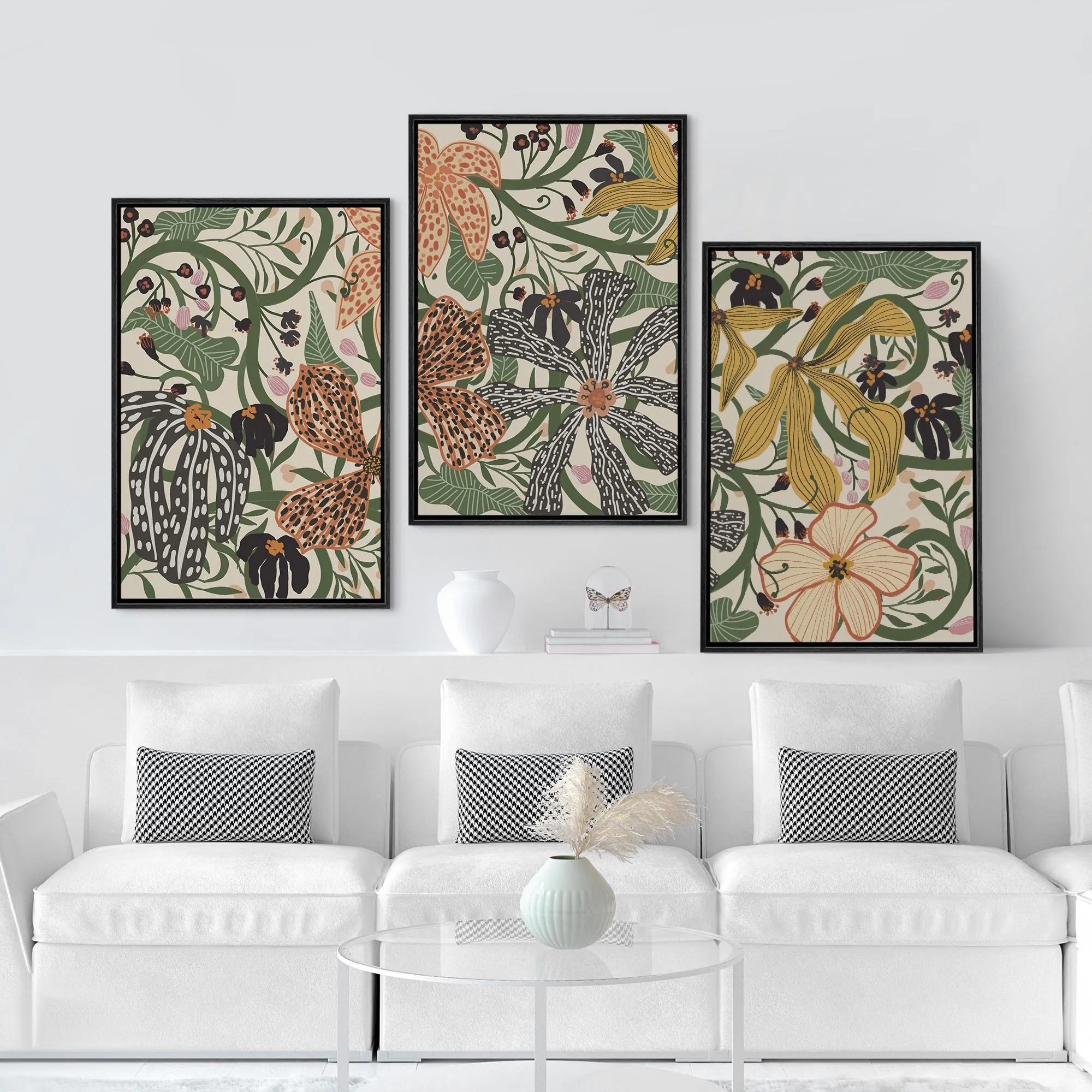 Modern Botanical Flower Wall Art Set