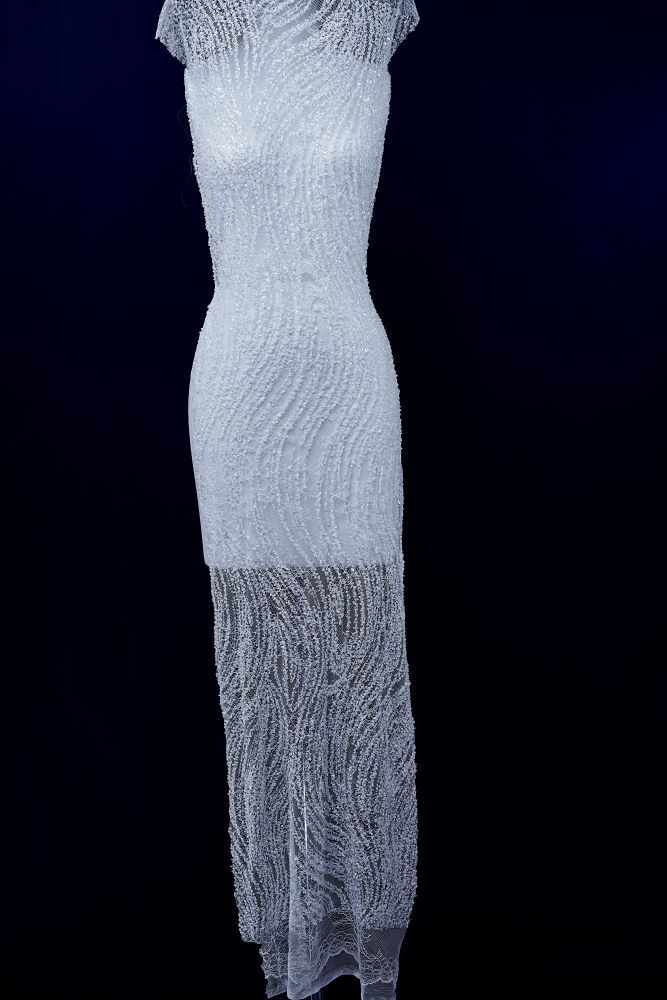 Gorgeous Sequin Fabric With Embroidery Sparkly Sequin Crystal Beaded Tulle Fabric Elegant Bead and Sequin Pattern Wedding Dress for Brides