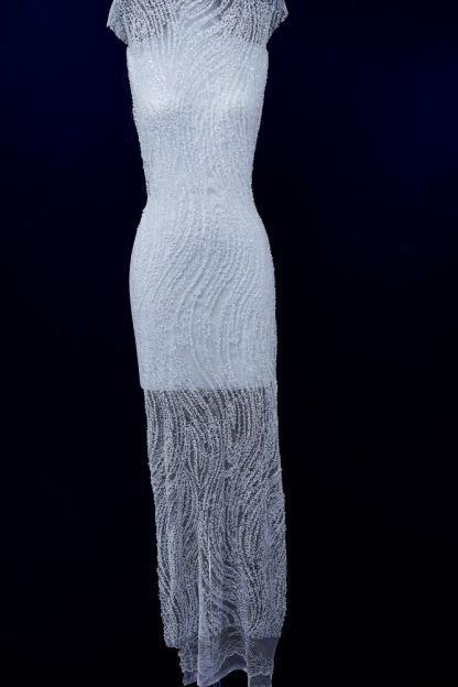 Gorgeous Sequin Fabric With Embroidery Sparkly Sequin Crystal Beaded Tulle Fabric Elegant Bead and Sequin Pattern Wedding Dress for Brides