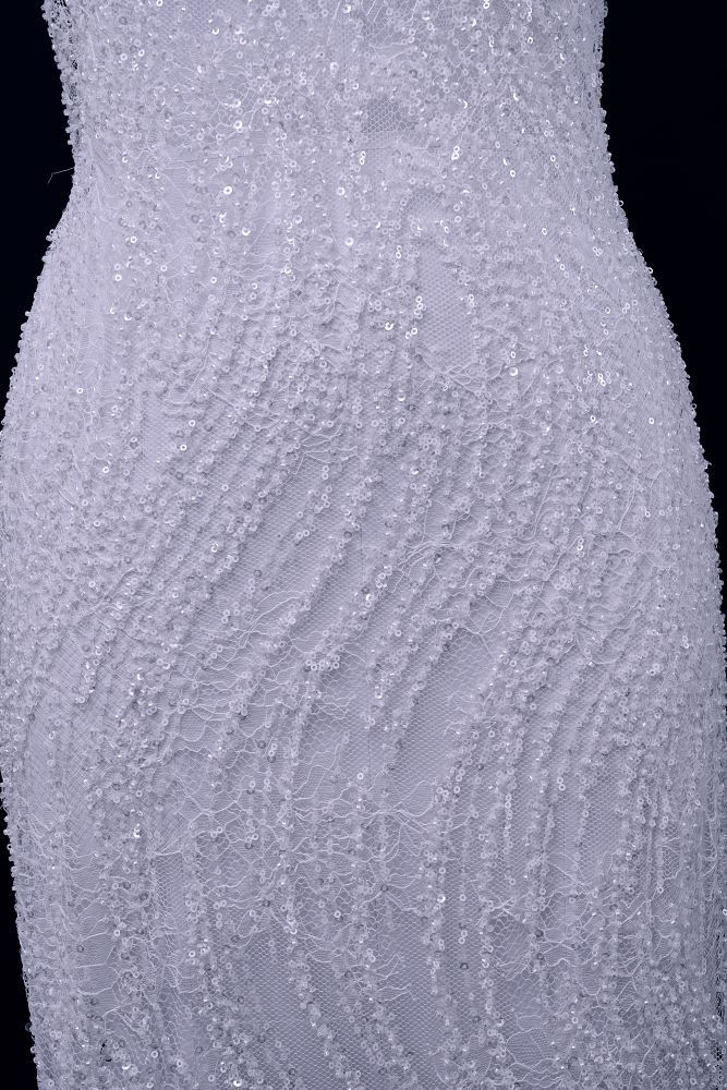 Gorgeous Sequin Fabric With Embroidery Sparkly Sequin Crystal Beaded Tulle Fabric Elegant Bead and Sequin Pattern Wedding Dress for Brides