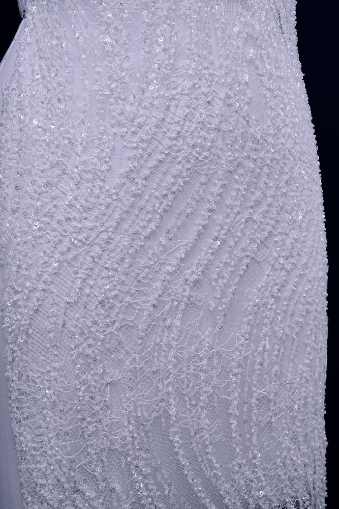 Gorgeous Sequin Fabric With Embroidery Sparkly Sequin Crystal Beaded Tulle Fabric Elegant Bead and Sequin Pattern Wedding Dress for Brides