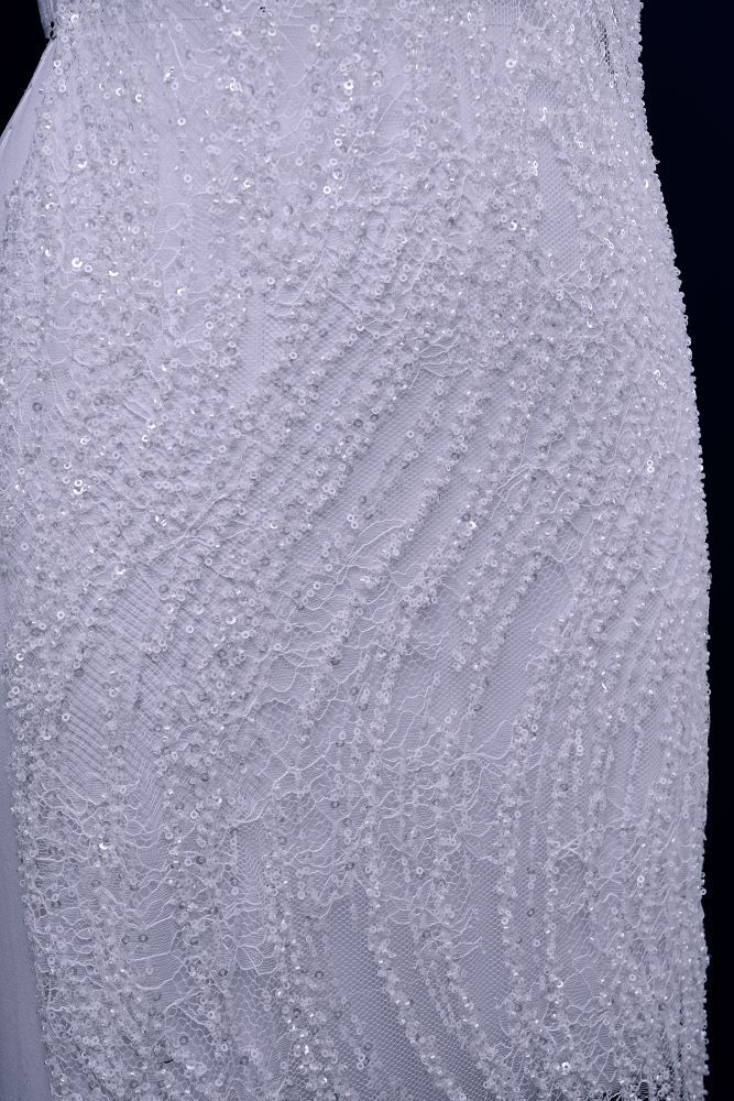 Gorgeous Sequin Fabric With Embroidery Sparkly Sequin Crystal Beaded Tulle Fabric Elegant Bead and Sequin Pattern Wedding Dress for Brides