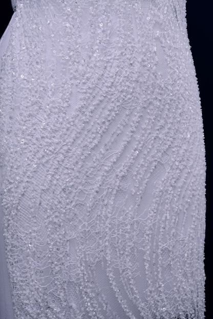 Gorgeous Sequin Fabric With Embroidery Sparkly Sequin Crystal Beaded Tulle Fabric Elegant Bead and Sequin Pattern Wedding Dress for Brides