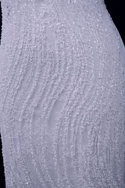 Gorgeous Sequin Fabric With Embroidery Sparkly Sequin Crystal Beaded Tulle Fabric Elegant Bead and Sequin Pattern Wedding Dress for Brides