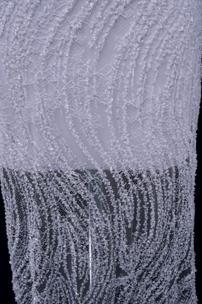 Gorgeous Sequin Fabric With Embroidery Sparkly Sequin Crystal Beaded Tulle Fabric Elegant Bead and Sequin Pattern Wedding Dress for Brides