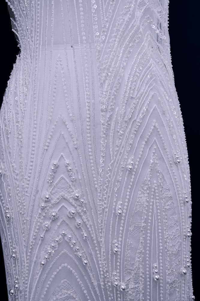 Gorgeous Sequin Fabric With Embroidery Sparkly Sequin Crystal Beaded Tulle Fabric Elegant Bead and Sequin Pattern Wedding Dress for Brides