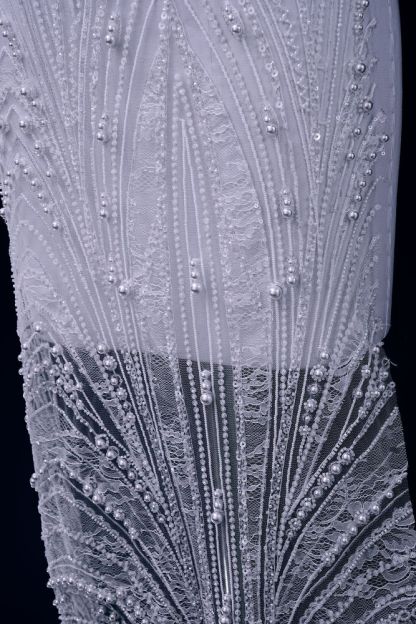 Gorgeous Sequin Fabric With Embroidery Sparkly Sequin Crystal Beaded Tulle Fabric Elegant Bead and Sequin Pattern Wedding Dress for Brides