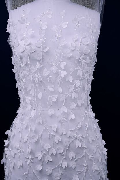 Sequin Embroidery Floral Lace Fabric Sequin Tulle Fabric Delicate Floral Pattern Wedding Dress