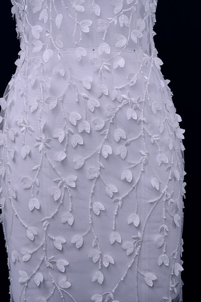 Sequin Embroidery Floral Lace Fabric Sequin Tulle Fabric Delicate Floral Pattern Wedding Dress