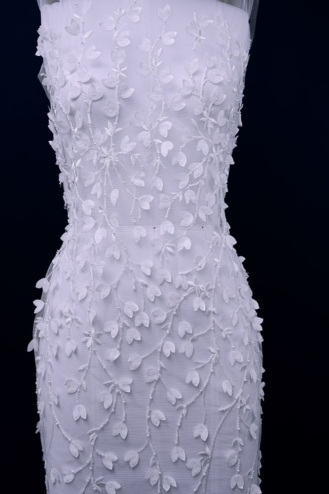 Sequin Embroidery Floral Lace Fabric Sequin Tulle Fabric Delicate Floral Pattern Wedding Dress