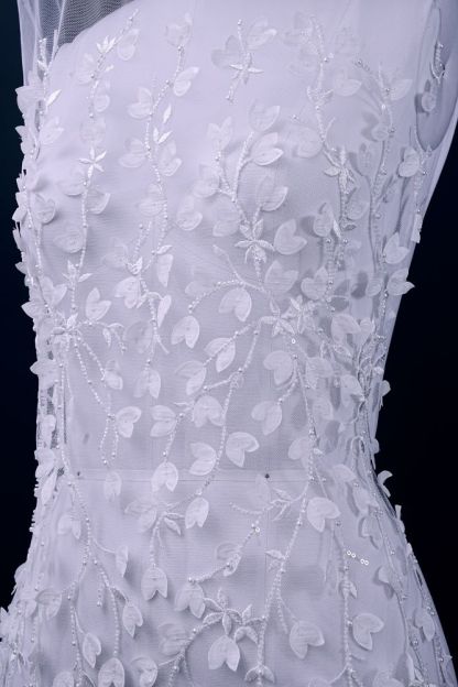 Sequin Embroidery Floral Lace Fabric Sequin Tulle Fabric Delicate Floral Pattern Wedding Dress