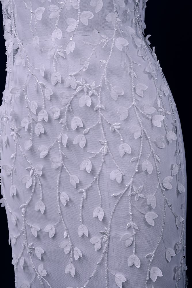 Sequin Embroidery Floral Lace Fabric Sequin Tulle Fabric Delicate Floral Pattern Wedding Dress