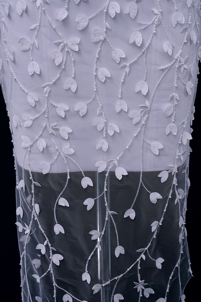 Sequin Embroidery Floral Lace Fabric Sequin Tulle Fabric Delicate Floral Pattern Wedding Dress