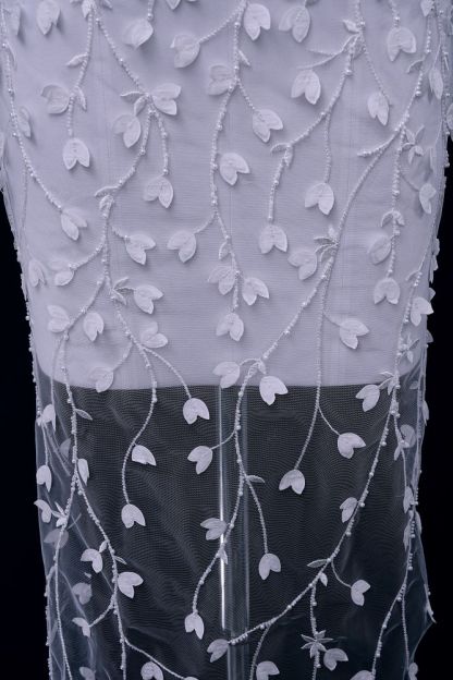 Sequin Embroidery Floral Lace Fabric Sequin Tulle Fabric Delicate Floral Pattern Wedding Dress