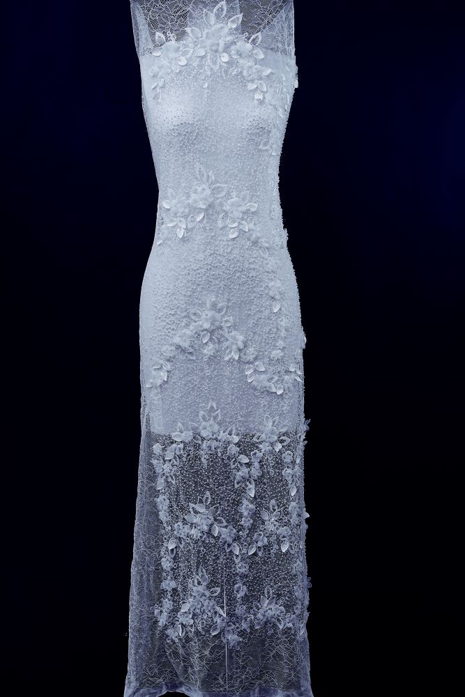 Delicate Beaded Fabric With Crystal Beads Sparkling Sequin Tulle Fabric With Embroidered Floral Bridal Veil for Wedding Dress