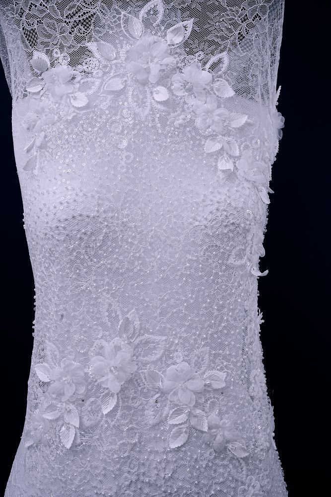 Delicate Beaded Fabric With Crystal Beads Sparkling Sequin Tulle Fabric With Embroidered Floral Bridal Veil for Wedding Dress