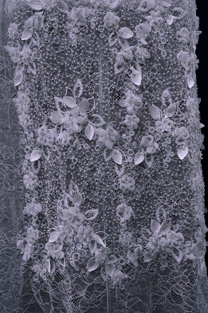 Delicate Beaded Fabric With Crystal Beads Sparkling Sequin Tulle Fabric With Embroidered Floral Bridal Veil for Wedding Dress