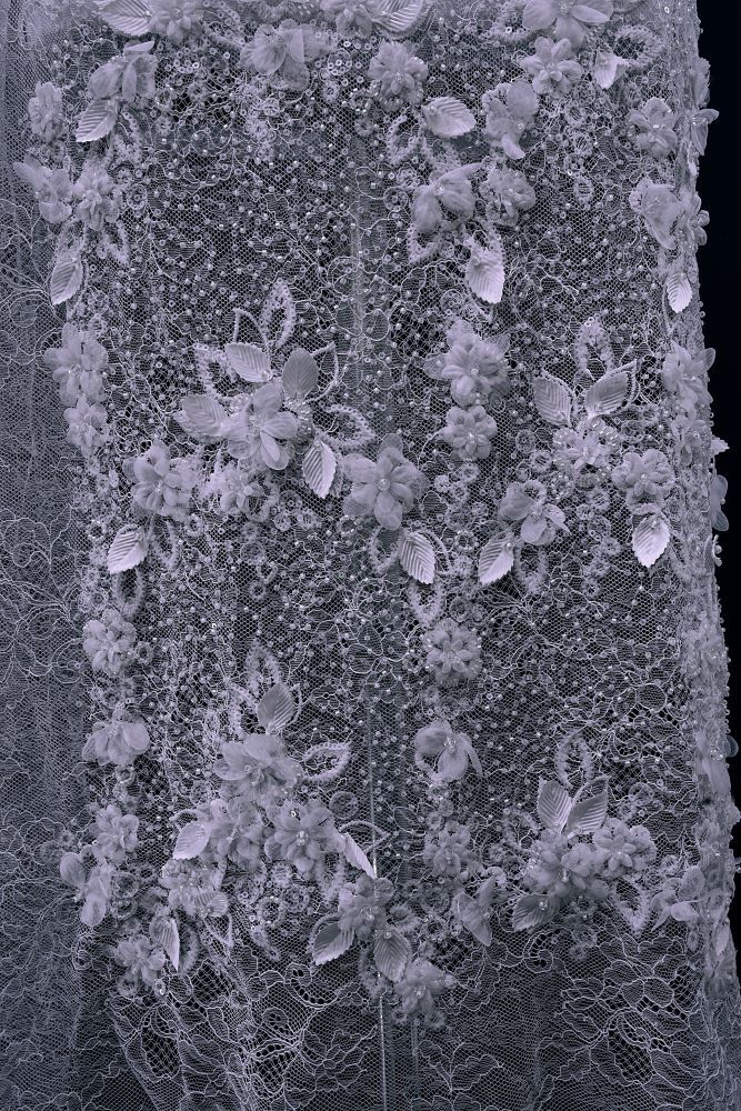 Delicate Beaded Fabric With Crystal Beads Sparkling Sequin Tulle Fabric With Embroidered Floral Bridal Veil for Wedding Dress