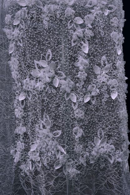 Delicate Beaded Fabric With Crystal Beads Sparkling Sequin Tulle Fabric With Embroidered Floral Bridal Veil for Wedding Dress