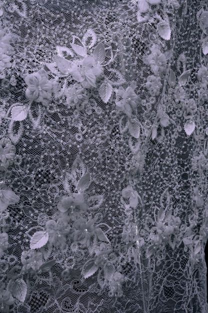 Delicate Beaded Fabric With Crystal Beads Sparkling Sequin Tulle Fabric With Embroidered Floral Bridal Veil for Wedding Dress