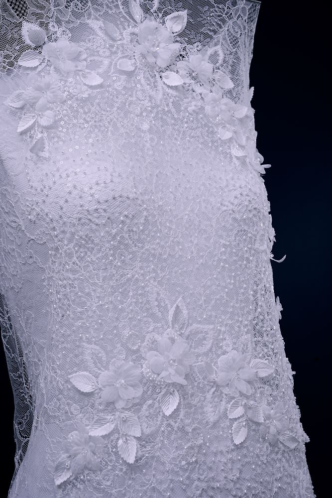 Delicate Beaded Fabric With Crystal Beads Sparkling Sequin Tulle Fabric With Embroidered Floral Bridal Veil for Wedding Dress