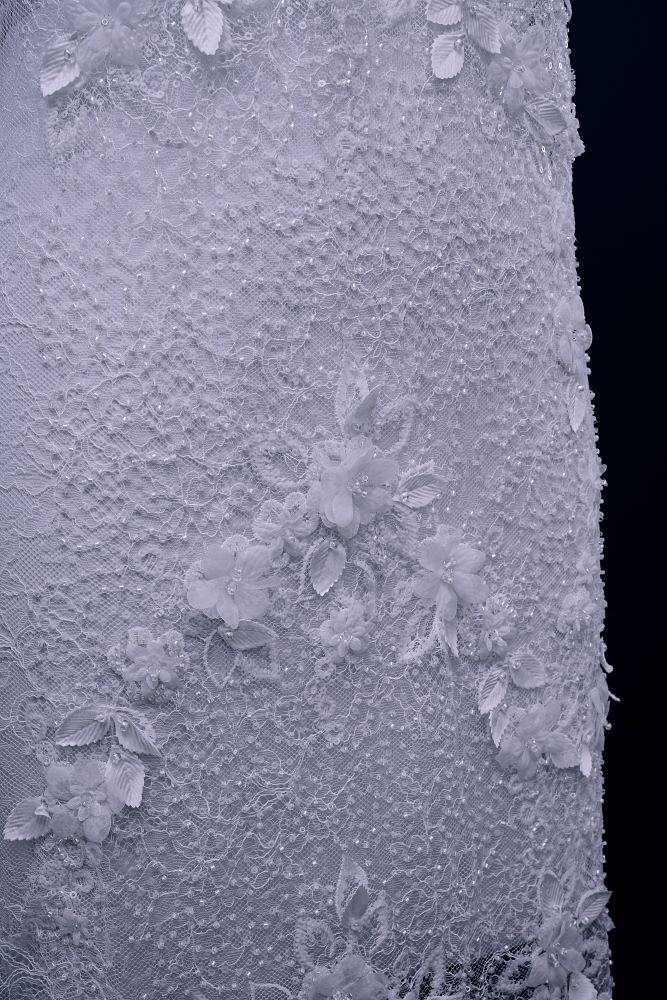 Delicate Beaded Fabric With Crystal Beads Sparkling Sequin Tulle Fabric With Embroidered Floral Bridal Veil for Wedding Dress