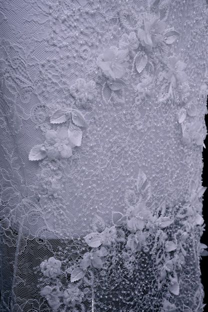 Delicate Beaded Fabric With Crystal Beads Sparkling Sequin Tulle Fabric With Embroidered Floral Bridal Veil for Wedding Dress