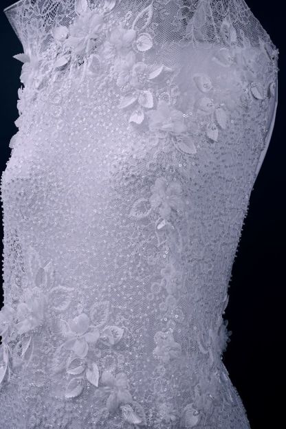 Delicate Beaded Fabric With Crystal Beads Sparkling Sequin Tulle Fabric With Embroidered Floral Bridal Veil for Wedding Dress