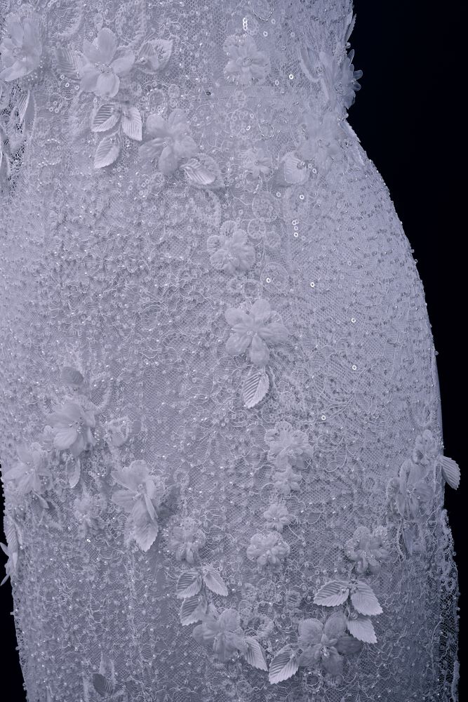 Delicate Beaded Fabric With Crystal Beads Sparkling Sequin Tulle Fabric With Embroidered Floral Bridal Veil for Wedding Dress