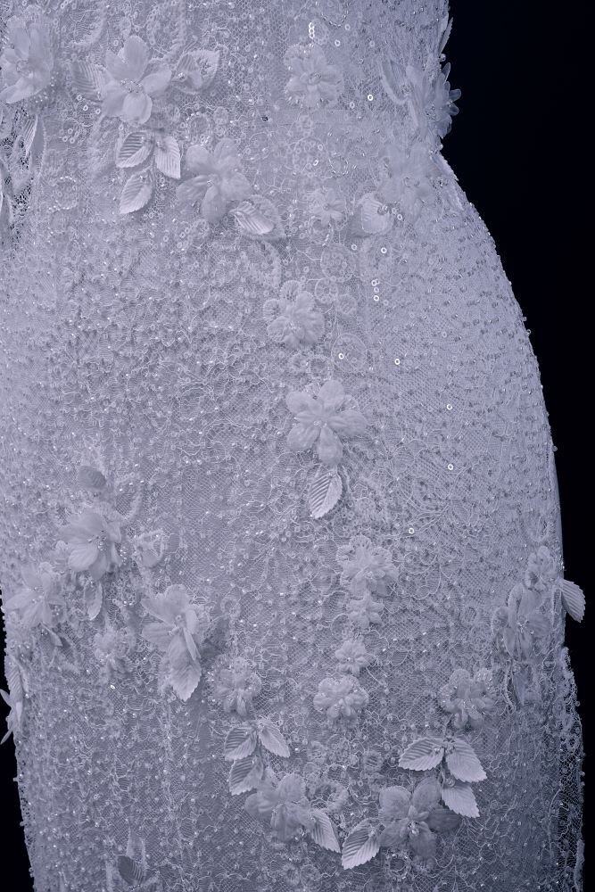 Delicate Beaded Fabric With Crystal Beads Sparkling Sequin Tulle Fabric With Embroidered Floral Bridal Veil for Wedding Dress