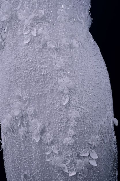 Delicate Beaded Fabric With Crystal Beads Sparkling Sequin Tulle Fabric With Embroidered Floral Bridal Veil for Wedding Dress