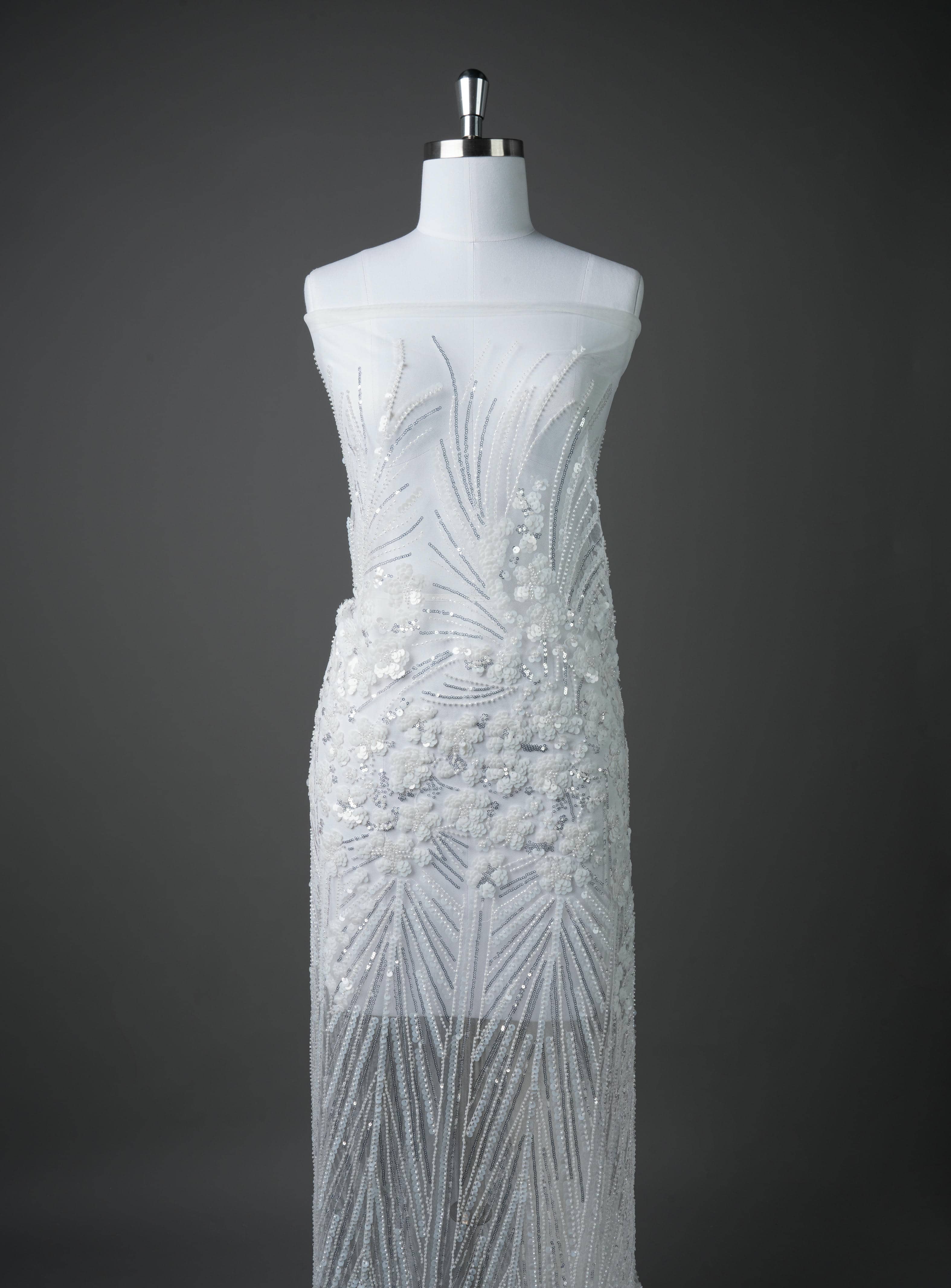 Sita Lace, sitalace, Lace Fabric, Feature Fabric, Tulle Fabric, Beaded Fabric, Sequined Fabric, Embroidery Fabric, Wedding Dress, Bridal Gown, Bridal Veil, Beads, Sequins, Feather Fabrics, Feather, 3D Flowers, Floral, Blossom Flowers, Flower Petal,