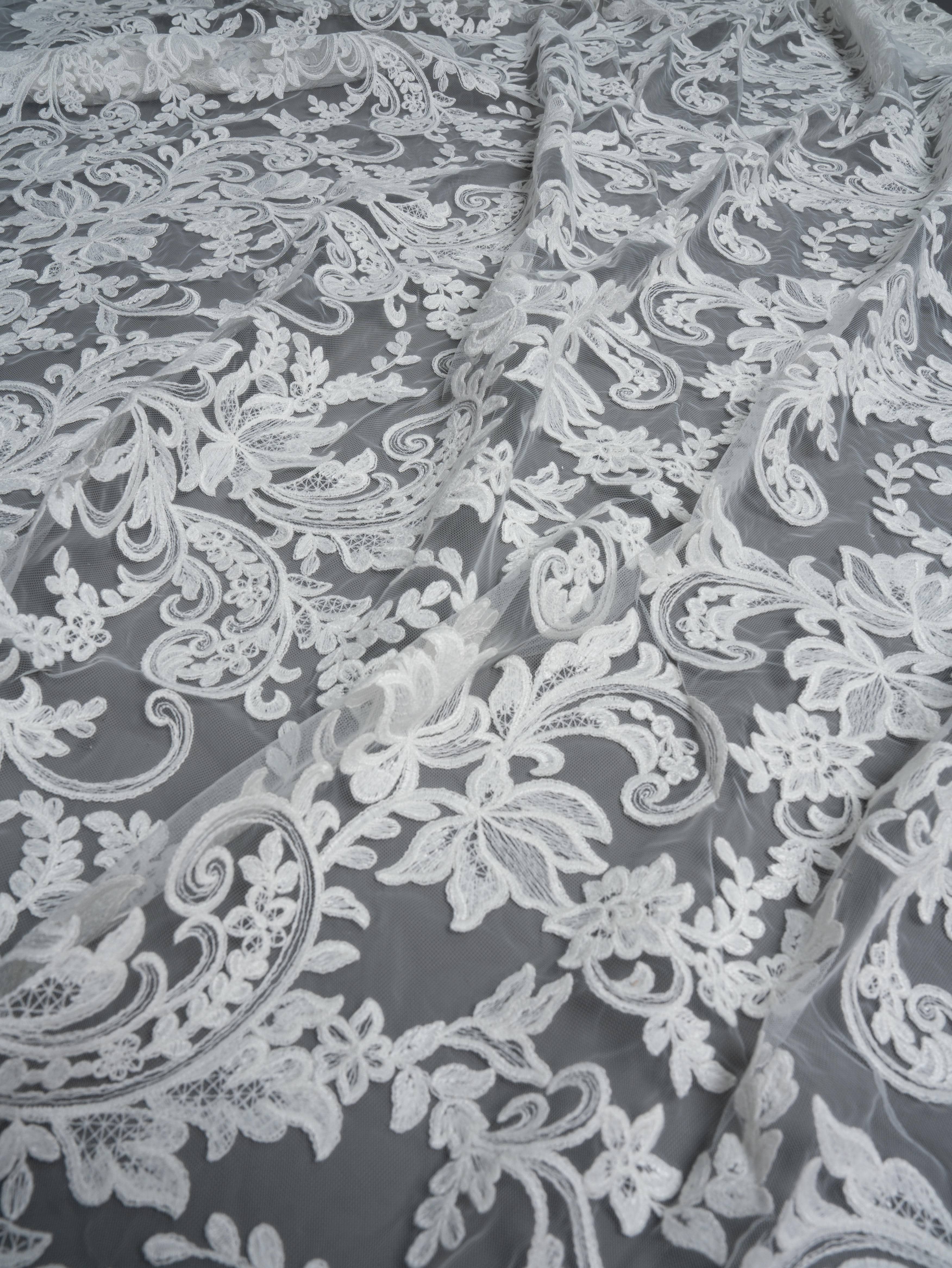 Sita Lace, sitalace, Lace Fabric, Feature Fabric, Tulle Fabric, Beaded Fabric, Sequined Fabric, Embroidery Fabric, Wedding Dress, Bridal Gown, Bridal Veil, Beads, Sequins, Feather Fabrics, Feather, 3D Flowers, Floral, Blossom Flowers, Flower Petal,