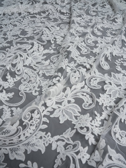 Sita Lace, sitalace, Lace Fabric, Feature Fabric, Tulle Fabric, Beaded Fabric, Sequined Fabric, Embroidery Fabric, Wedding Dress, Bridal Gown, Bridal Veil, Beads, Sequins, Feather Fabrics, Feather, 3D Flowers, Floral, Blossom Flowers, Flower Petal,