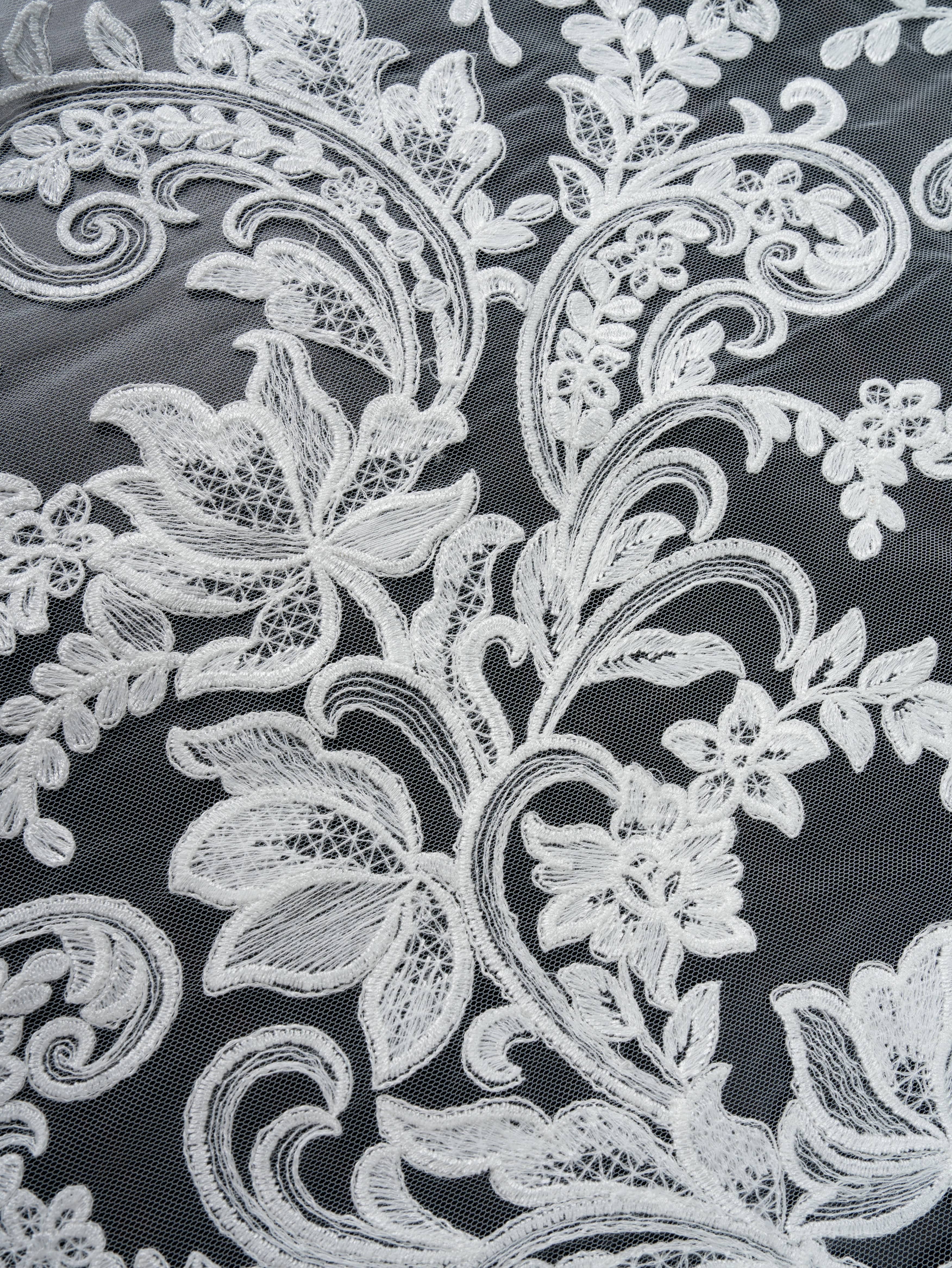 Sita Lace, sitalace, Lace Fabric, Feature Fabric, Tulle Fabric, Beaded Fabric, Sequined Fabric, Embroidery Fabric, Wedding Dress, Bridal Gown, Bridal Veil, Beads, Sequins, Feather Fabrics, Feather, 3D Flowers, Floral, Blossom Flowers, Flower Petal,