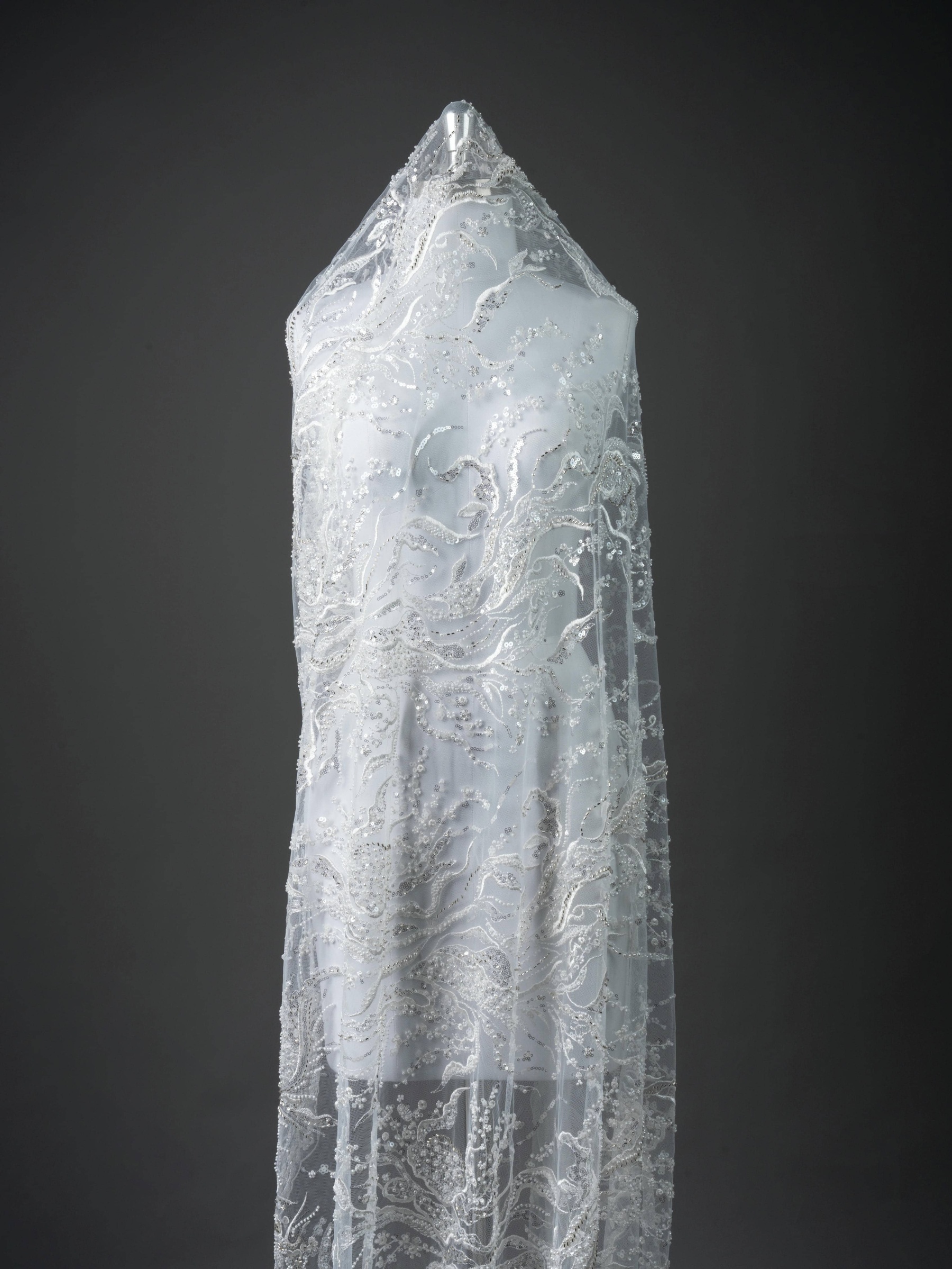 Sita Lace, sitalace, Lace Fabric, Feature Fabric, Tulle Fabric, Beaded Fabric, Sequined Fabric, Embroidery Fabric, Wedding Dress, Bridal Gown, Bridal Veil, Beads, Sequins, Feather Fabrics, Feather, 3D Flowers, Floral, Blossom Flowers, Flower Petal,