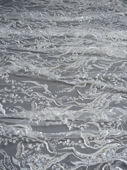 Sita Lace, sitalace, Lace Fabric, Feature Fabric, Tulle Fabric, Beaded Fabric, Sequined Fabric, Embroidery Fabric, Wedding Dress, Bridal Gown, Bridal Veil, Beads, Sequins, Feather Fabrics, Feather, 3D Flowers, Floral, Blossom Flowers, Flower Petal,