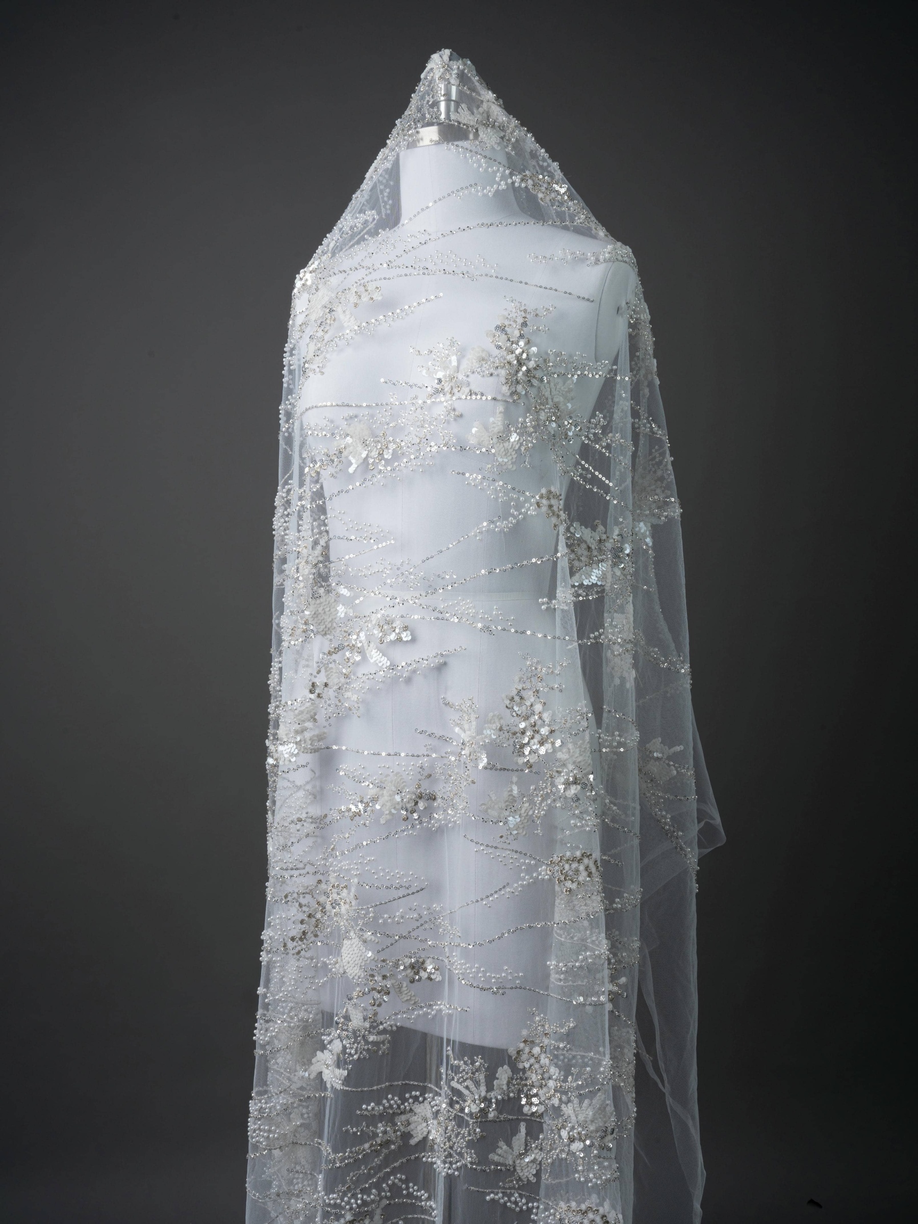 Sita Lace, sitalace, Lace Fabric, Feature Fabric, Tulle Fabric, Beaded Fabric, Sequined Fabric, Embroidery Fabric, Wedding Dress, Bridal Gown, Bridal Veil, Beads, Sequins, Feather Fabrics, Feather, 3D Flowers, Floral, Blossom Flowers, Flower Petal,