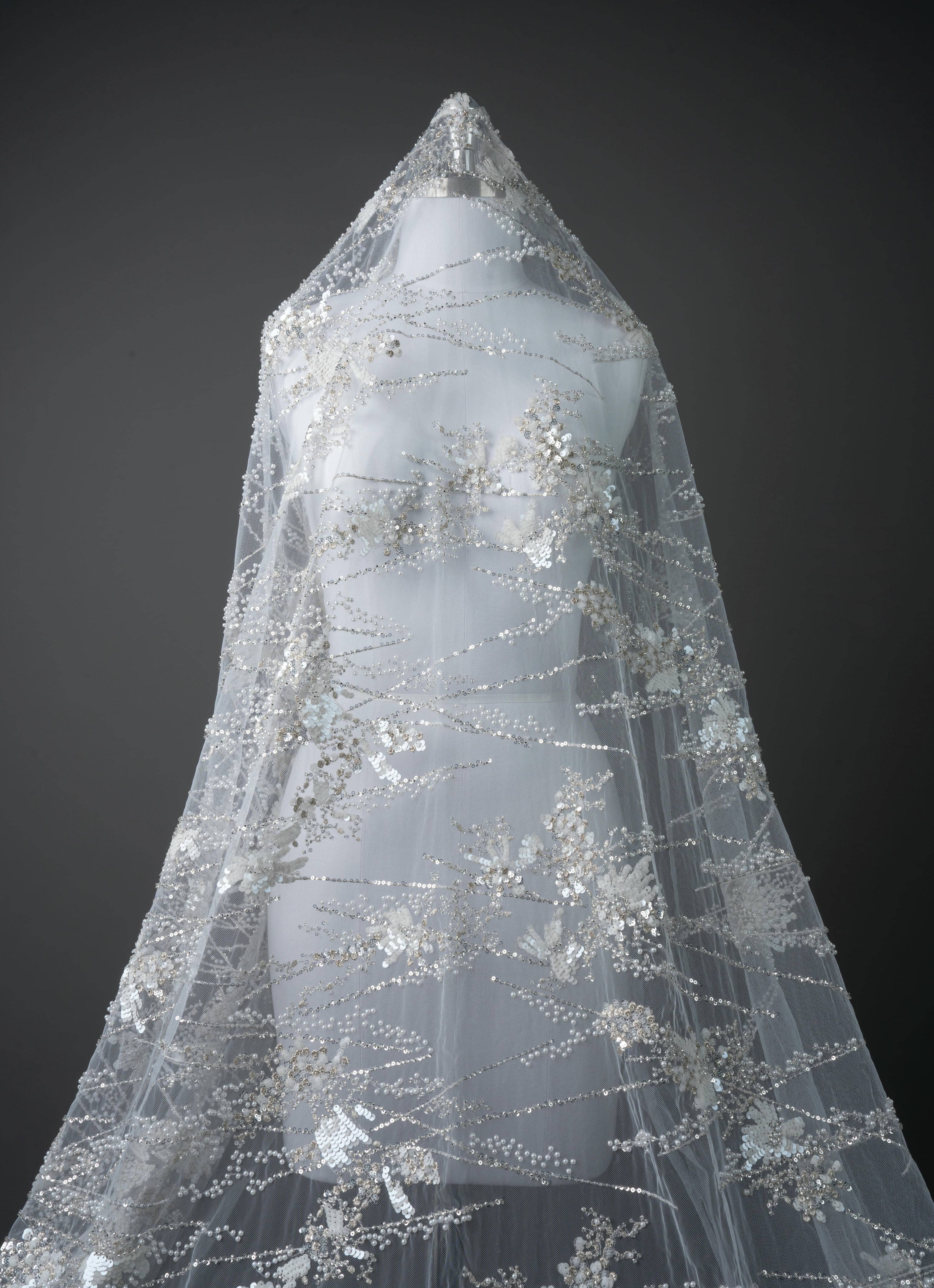 Sita Lace, sitalace, Lace Fabric, Feature Fabric, Tulle Fabric, Beaded Fabric, Sequined Fabric, Embroidery Fabric, Wedding Dress, Bridal Gown, Bridal Veil, Beads, Sequins, Feather Fabrics, Feather, 3D Flowers, Floral, Blossom Flowers, Flower Petal,