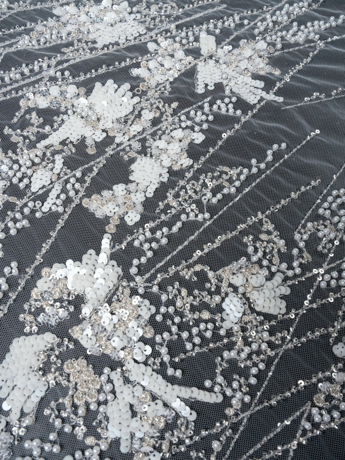 Sita Lace, sitalace, Lace Fabric, Feature Fabric, Tulle Fabric, Beaded Fabric, Sequined Fabric, Embroidery Fabric, Wedding Dress, Bridal Gown, Bridal Veil, Beads, Sequins, Feather Fabrics, Feather, 3D Flowers, Floral, Blossom Flowers, Flower Petal,