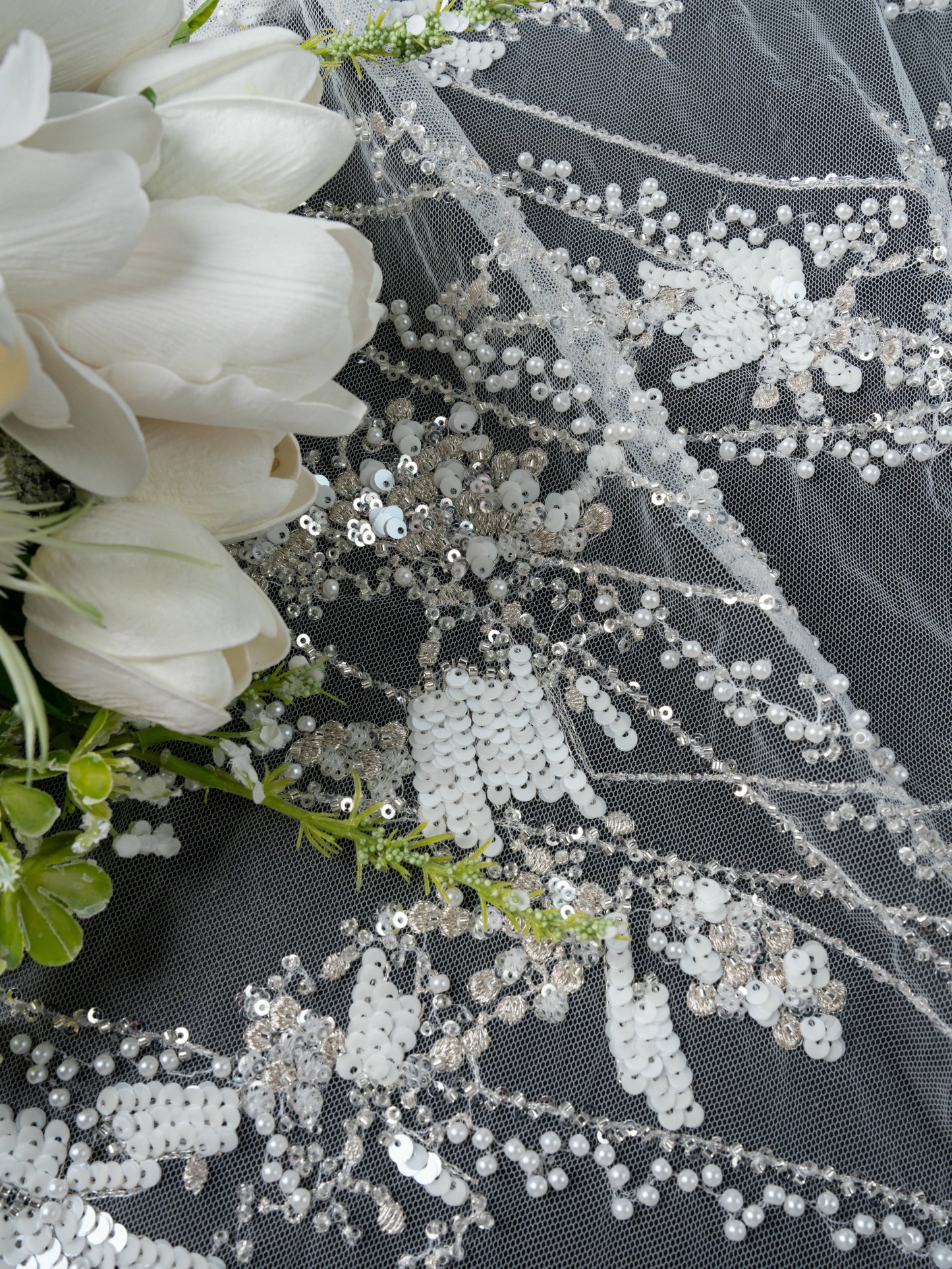 Sita Lace, sitalace, Lace Fabric, Feature Fabric, Tulle Fabric, Beaded Fabric, Sequined Fabric, Embroidery Fabric, Wedding Dress, Bridal Gown, Bridal Veil, Beads, Sequins, Feather Fabrics, Feather, 3D Flowers, Floral, Blossom Flowers, Flower Petal,