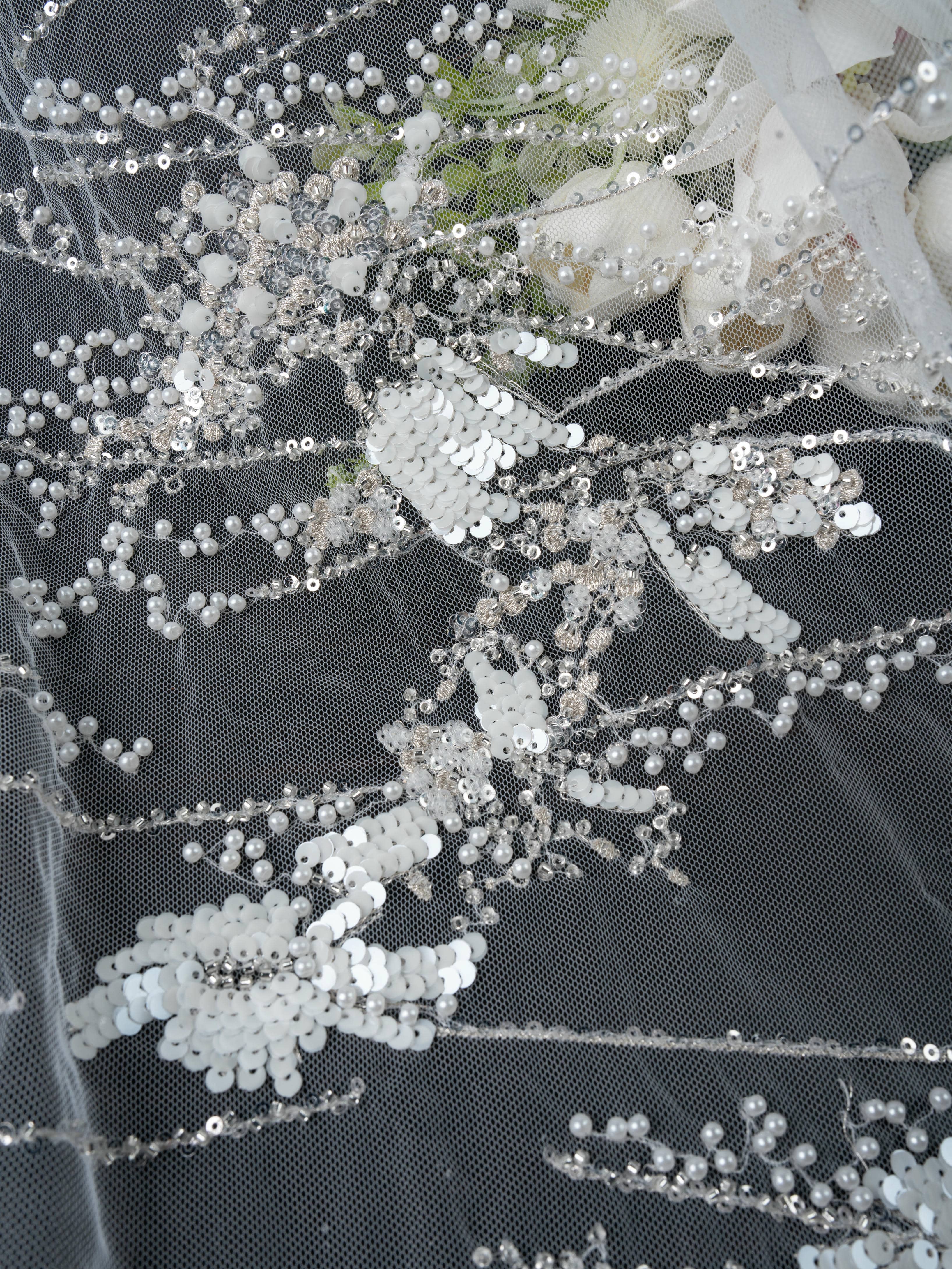 Sita Lace, sitalace, Lace Fabric, Feature Fabric, Tulle Fabric, Beaded Fabric, Sequined Fabric, Embroidery Fabric, Wedding Dress, Bridal Gown, Bridal Veil, Beads, Sequins, Feather Fabrics, Feather, 3D Flowers, Floral, Blossom Flowers, Flower Petal,